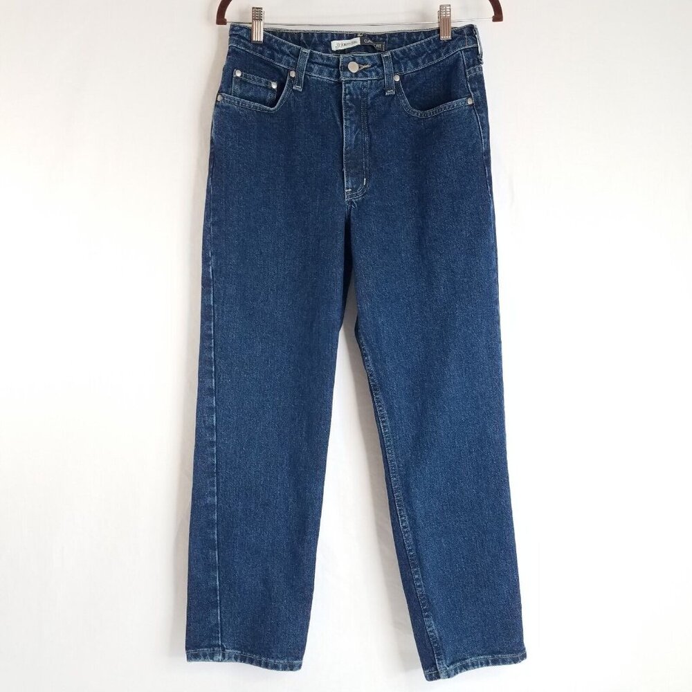 St Johns Bay Classic Fit Jeans Womens SIZE 10P 29x28 Dark Wash Cotton